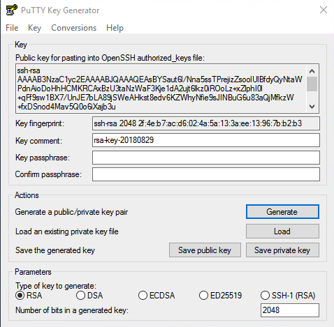 PuTTY Display KeyPair