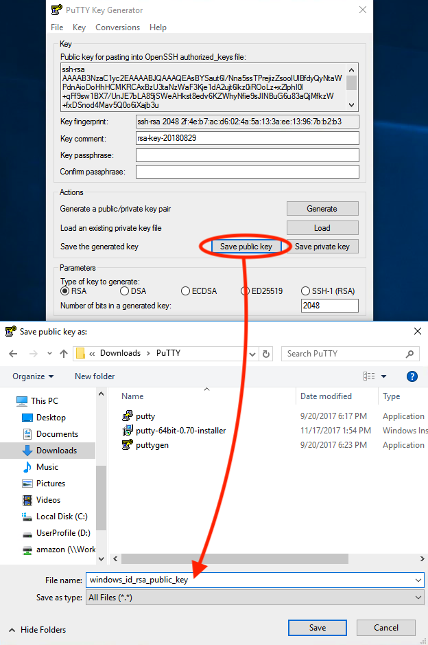PuTTY Save Public Key